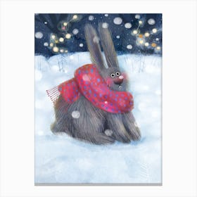 Rabbit in the snow Canvas Print