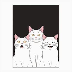 Three White Cats 1 Canvas Print