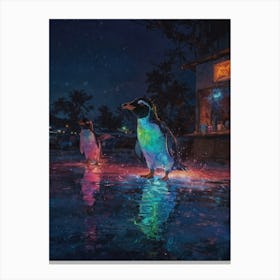 Penguins At Night 1 Canvas Print