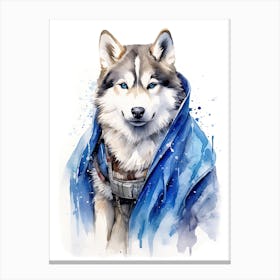 Siberian Husky Dog As A Jedi 4 Canvas Print