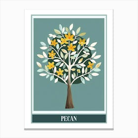 Pecan Tree Flat Illustration 5 Poster Canvas Print