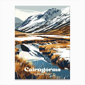 Cairngorms National Park Mountain Travel Art Illustration Canvas Print