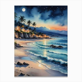 Beach At Night 3 Canvas Print