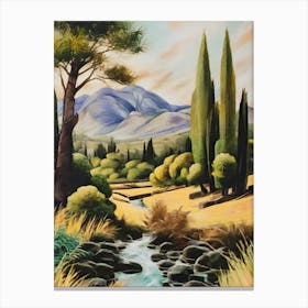 Cypress Trees And Stream Canvas Print
