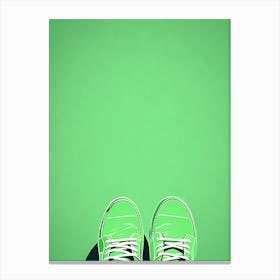 Pair Of Shoes On A Solid Background Minimalistic Contemporary Vector Art, green shoes, 1248 Canvas Print