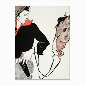 Cowboy With Horse Art Print, Edward Penfield Canvas Print