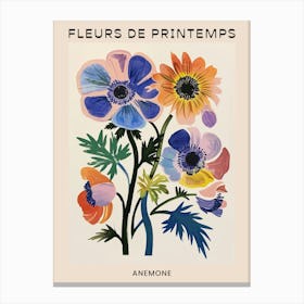 Spring Floral French Poster  Anemone 3 Canvas Print