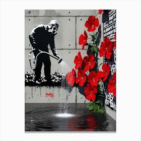 Banksy - Watering Flowers Canvas Print