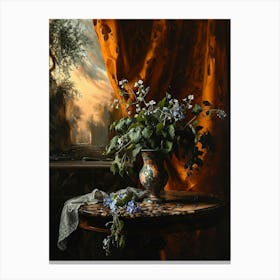 Baroque Floral Still Life Periwinkle 2 Canvas Print