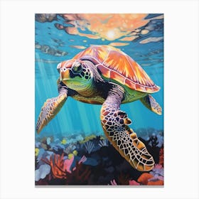 Sea Turtle Ocean And Reflections 2 Canvas Print