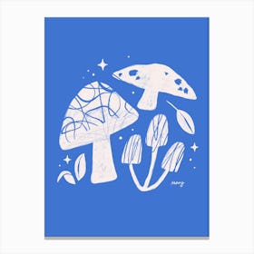 Abstract Mushrooms Blue    Canvas Print