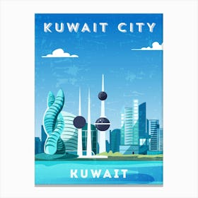 Kuwait City, Kuwait — Retro travel minimalist poster Canvas Print