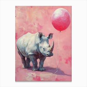 Cute Rhinoceros 1 With Balloon Canvas Print