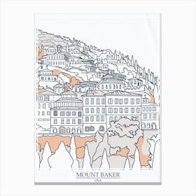 Mount Baker Usa Color Line Drawing 5 Poster Canvas Print