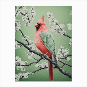 Ohara Koson Inspired Bird Painting Cardinal 2 Canvas Print