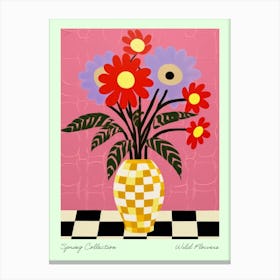 Spring Collection Wild Flowers Dark Tones In Vase 2 Canvas Print