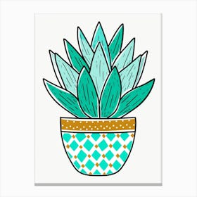 Succulent Plant In A Pot Canvas Print