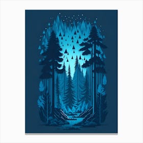 A Fantasy Forest At Night In Blue Theme 67 Canvas Print