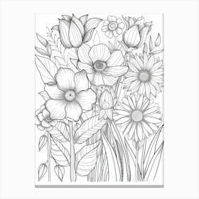 Flowers Coloring Page 1 Canvas Print