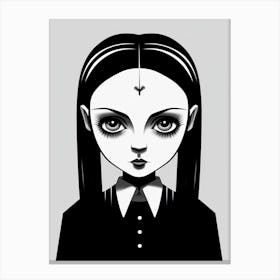 Portrait Of Wednesday Addams Line Art Dark 2 Fan Art Canvas Print