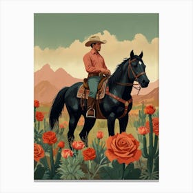 Cowboy On Horseback 6 Canvas Print