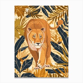 African Lion Lioness On The Prowl Illustration 1 Canvas Print