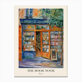 Paris Book Nook Bookshop 1 Poster Canvas Print