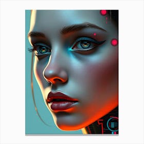 Cyborg Girl Portrait Canvas Print