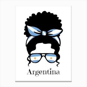 Cute Women Style Wearing Argentina Flag Glasses Canvas Print