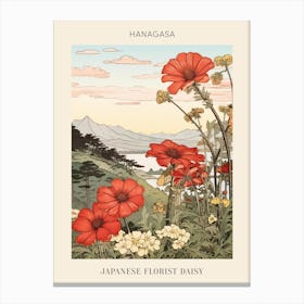 Hanagasa Japanese Florist Daisy 4 Japanese Botanical Illustration Poster Canvas Print