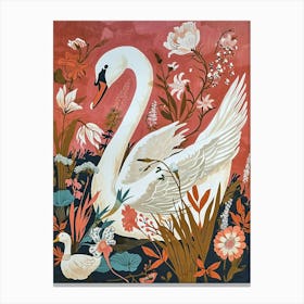 Floral Animal Painting Swan 4 Canvas Print