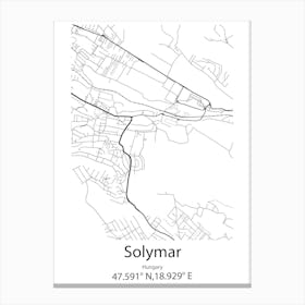 Solymar,Hungary Minimalist Map Canvas Print