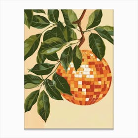 Disco Ball Orange Tree Green Leaves Kitchen Canvas Print