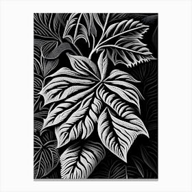 Raspberry Leaf Linocut 2 Canvas Print