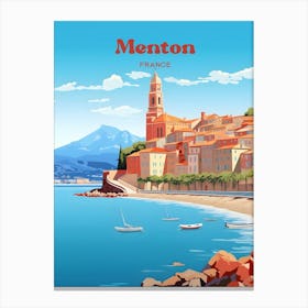 Menton France Vacation Travel Art Illustration Canvas Print