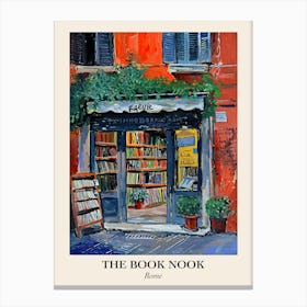 Rome Book Nook Bookshop 1 Poster Canvas Print