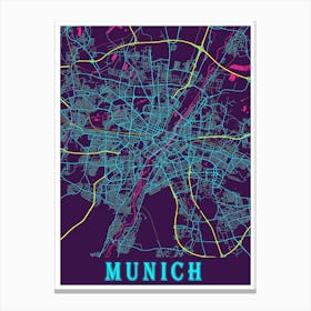 Munich Map Poster 1 Canvas Print