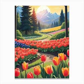 Tulips In The Garden 1 Canvas Print