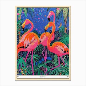 Greater Flamingo Bolivia Tropical Illustration 3 Poster Canvas Print