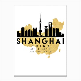 Shanghai China Silhouette City Skyline Map Canvas Print