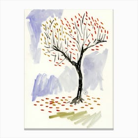 Autumnal Tree - minimal watercolor vertical nature Canvas Print