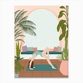 Yoga In The Garden Canvas Print