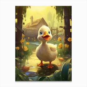 Animated Duckling On The Farm Canvas Print