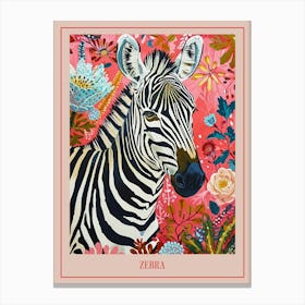 Floral Animal Painting Zebra 2 Poster Canvas Print