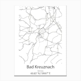 Bad Kreuznach,Germany Minimalist Map Canvas Print