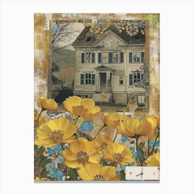 Ochre Flowers Scrapbook Collage Cottage 1 Canvas Print