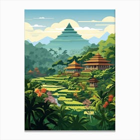 Bali, Indonesia, Flat Illustration 3 Canvas Print