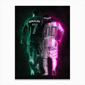 Messi And Ronaldo Space Canvas Print