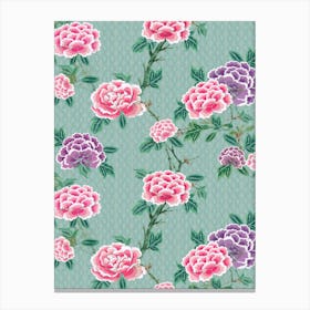 Chinoiserie Peonie Florals Canvas Print