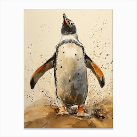 Humboldt Penguin Kangaroo Island Penneshaw Watercolour Painting 2 Canvas Print